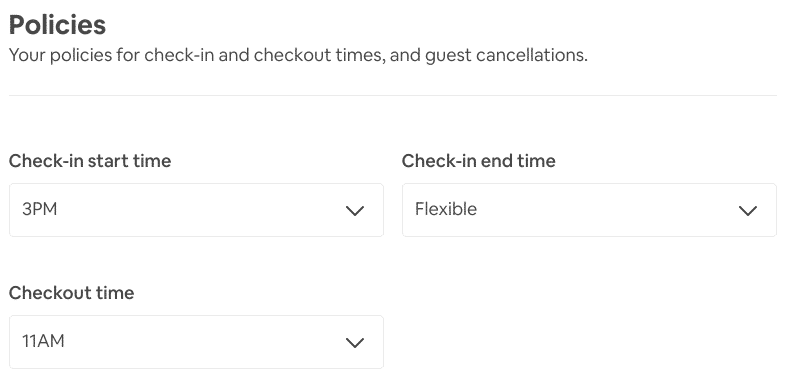 Airbnb Hosting A screen shot of the Airbnb Hosting policies page.
