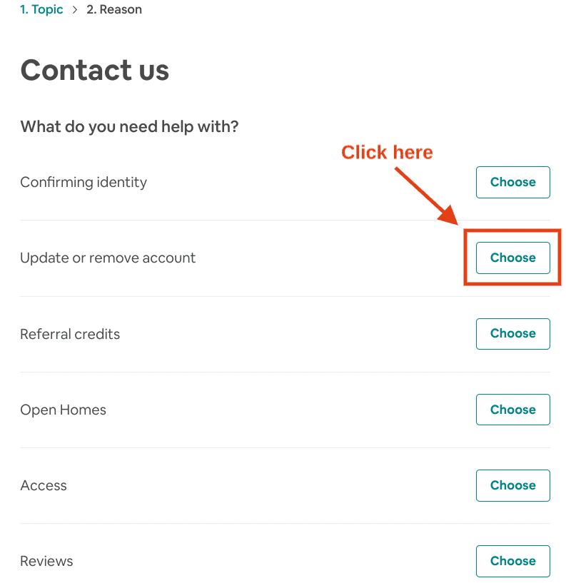 Airbnb Hosting Contact us page, website.
