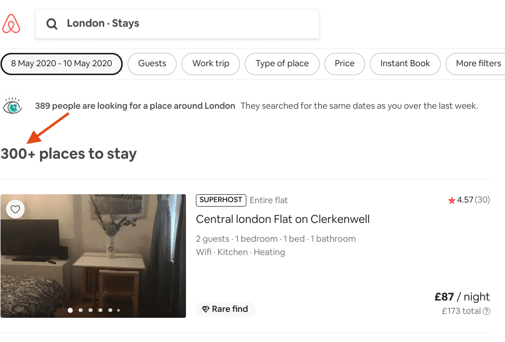 Airbnb Hosting A screenshot of the booking page on Airbnb for learning tips and business strategies.