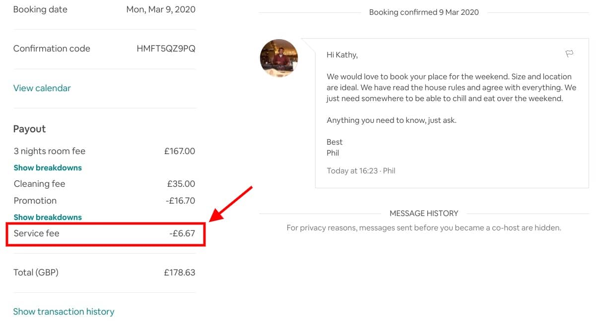 airbnb service fee for hosts