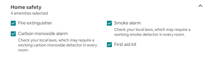 Home Safety Amenities for airbnb seo