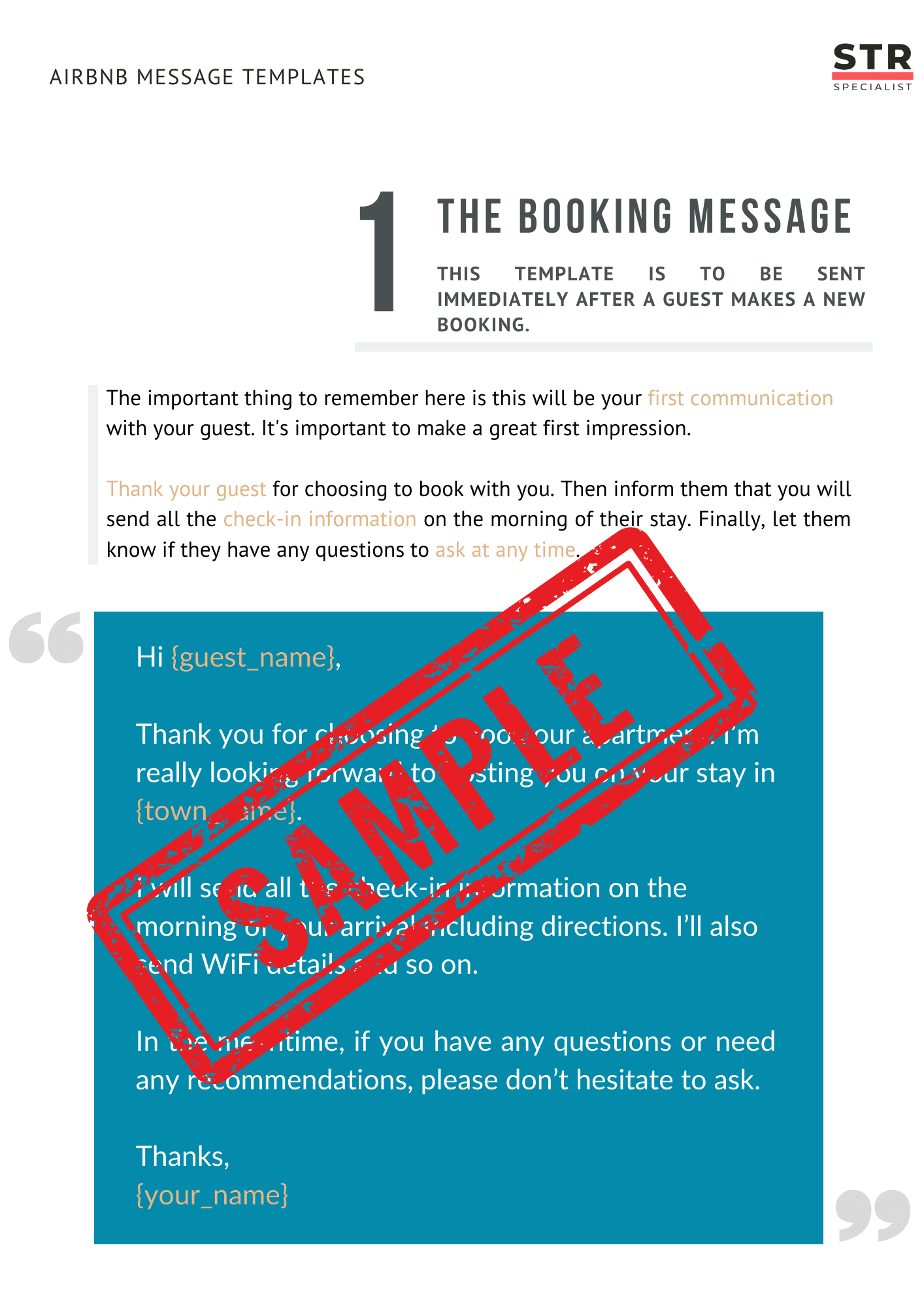 3 Airbnb Message Templates