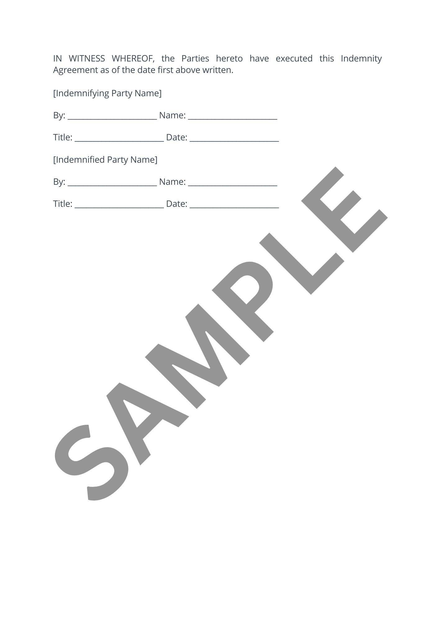 7 Indemnity Agreement For Residential Property Airbnb VRBO