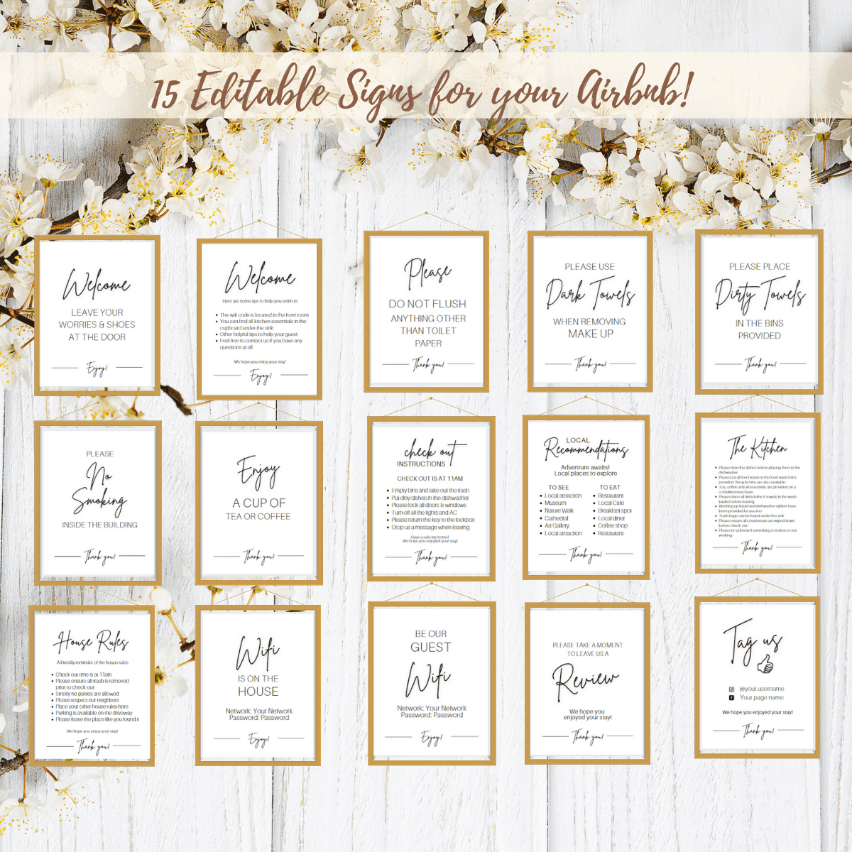 A Collection of Airbnb 15 Signs Airbnb printable signs bundle