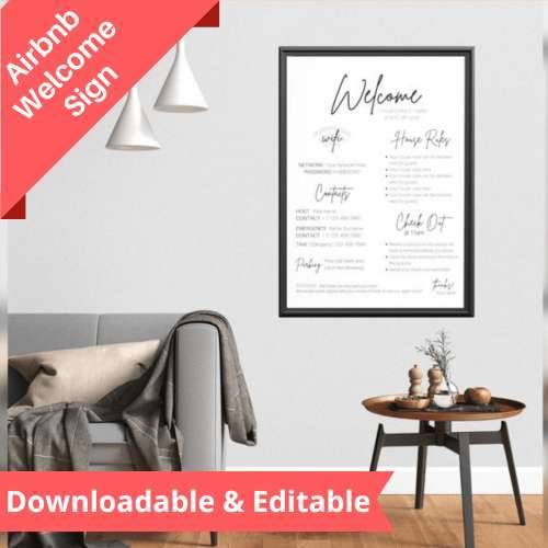 Airbnb Welcome Sign Wifi Details House Rules Template