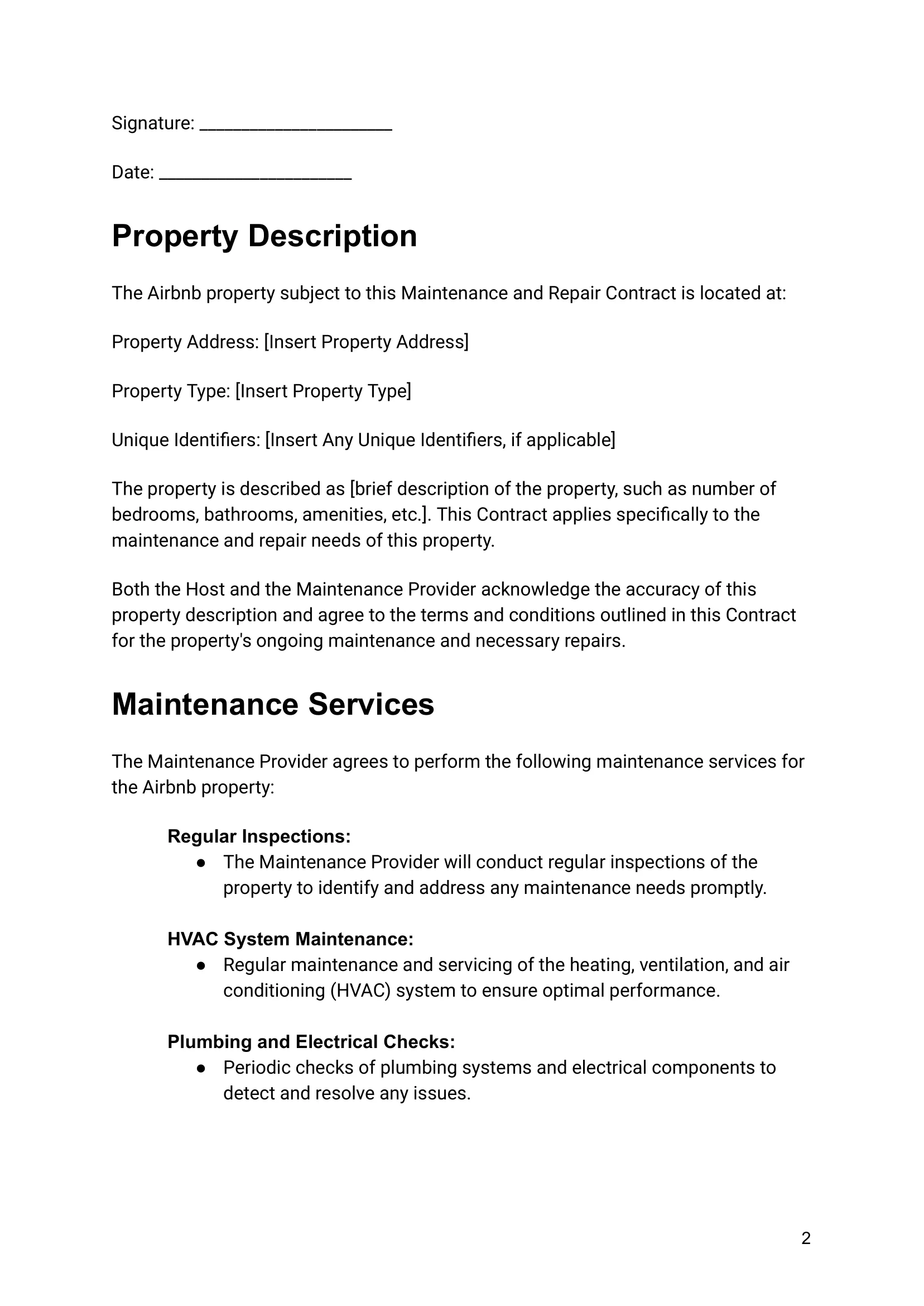 Airbnb Maintenance and Repair Contract Template-02 airbnb contract, maintenance agreement, repair services, property maintenance, host agreement, property management, rental property contract, maintenance provider, home repair, property protection, landlord agreement, rental property management, property maintenance template