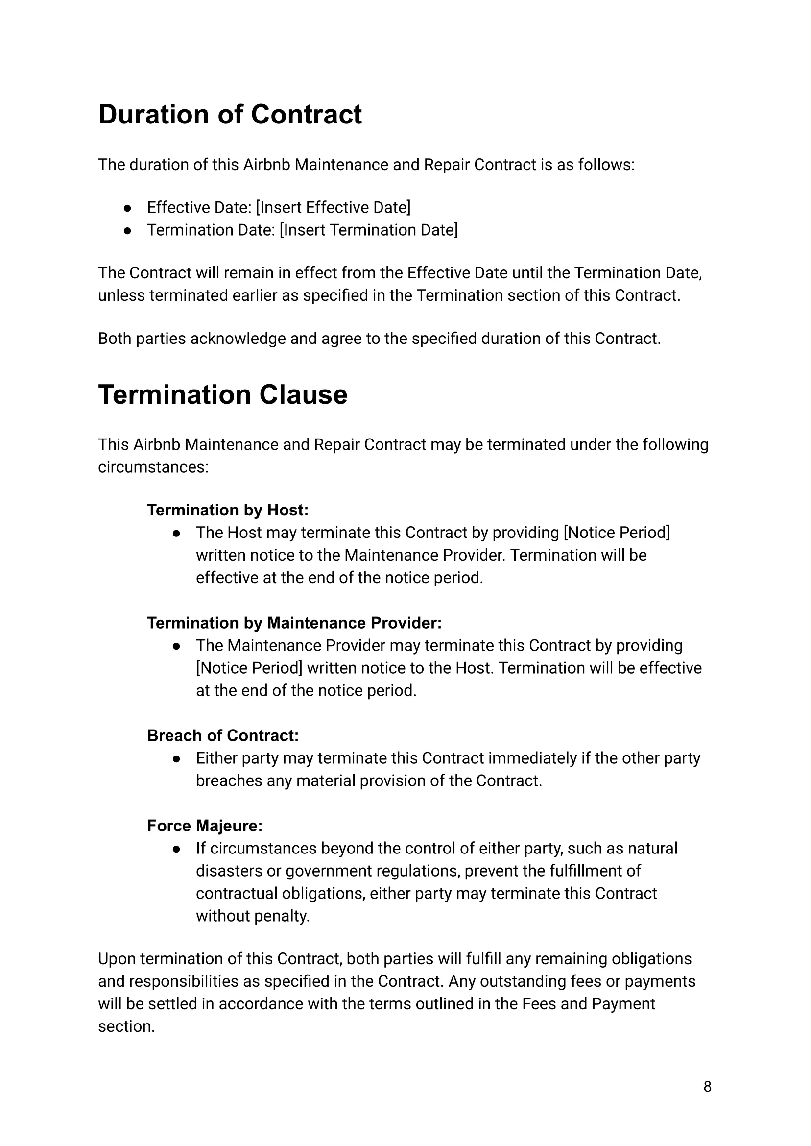 Airbnb Maintenance and Repair Contract Template-08 airbnb contract, maintenance agreement, repair services, property maintenance, host agreement, property management, rental property contract, maintenance provider, home repair, property protection, landlord agreement, rental property management, property maintenance template