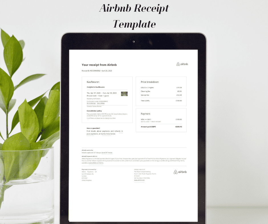 Beige Digital Planner Tablet Mockup Pinterest Pin (1) Download Editable Airbnb Receipt