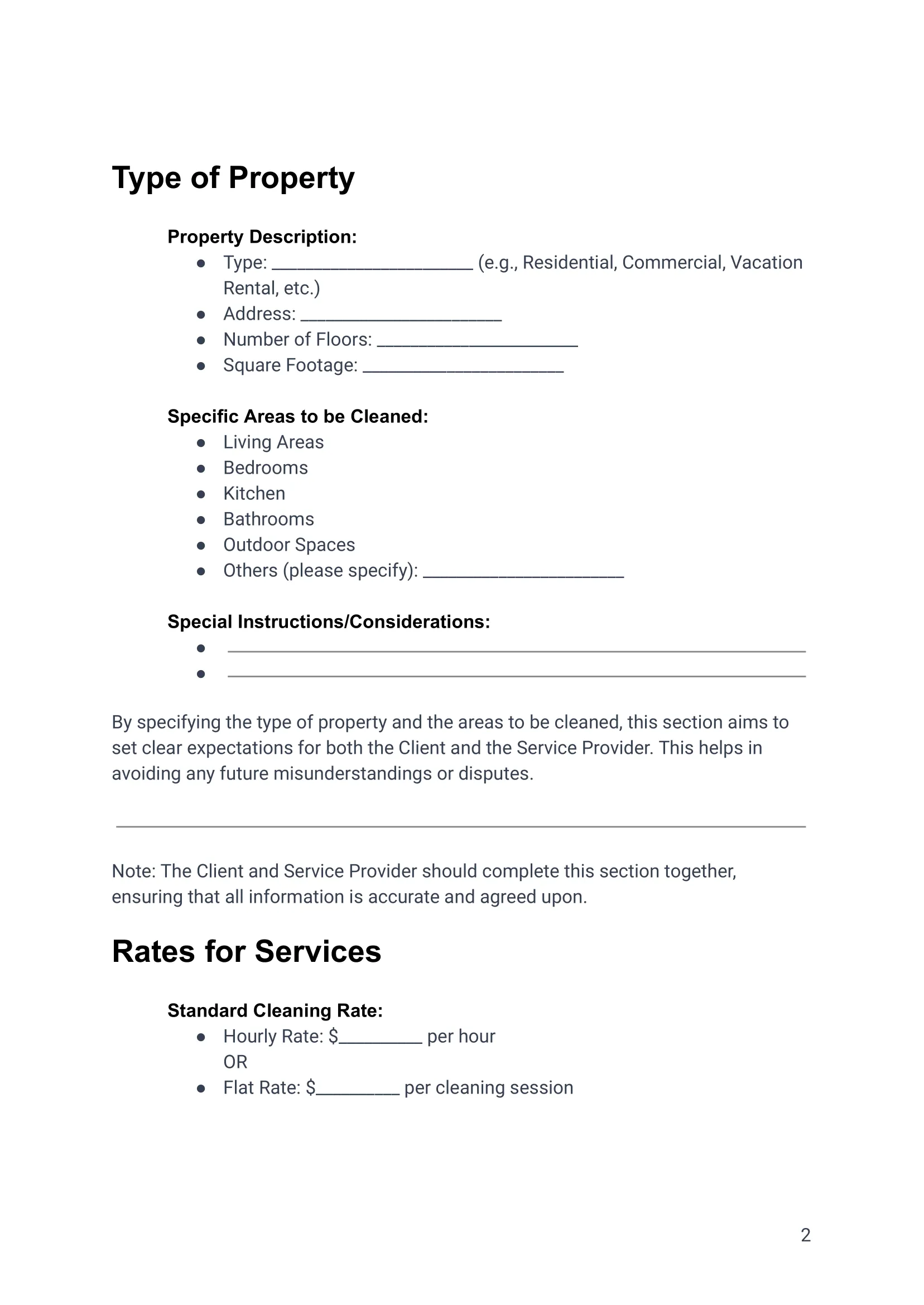 Cleaning Service Agreement For Residential Properties, Airbnb VRBO -02 Airbnb Cleaning Contract Agreement Template