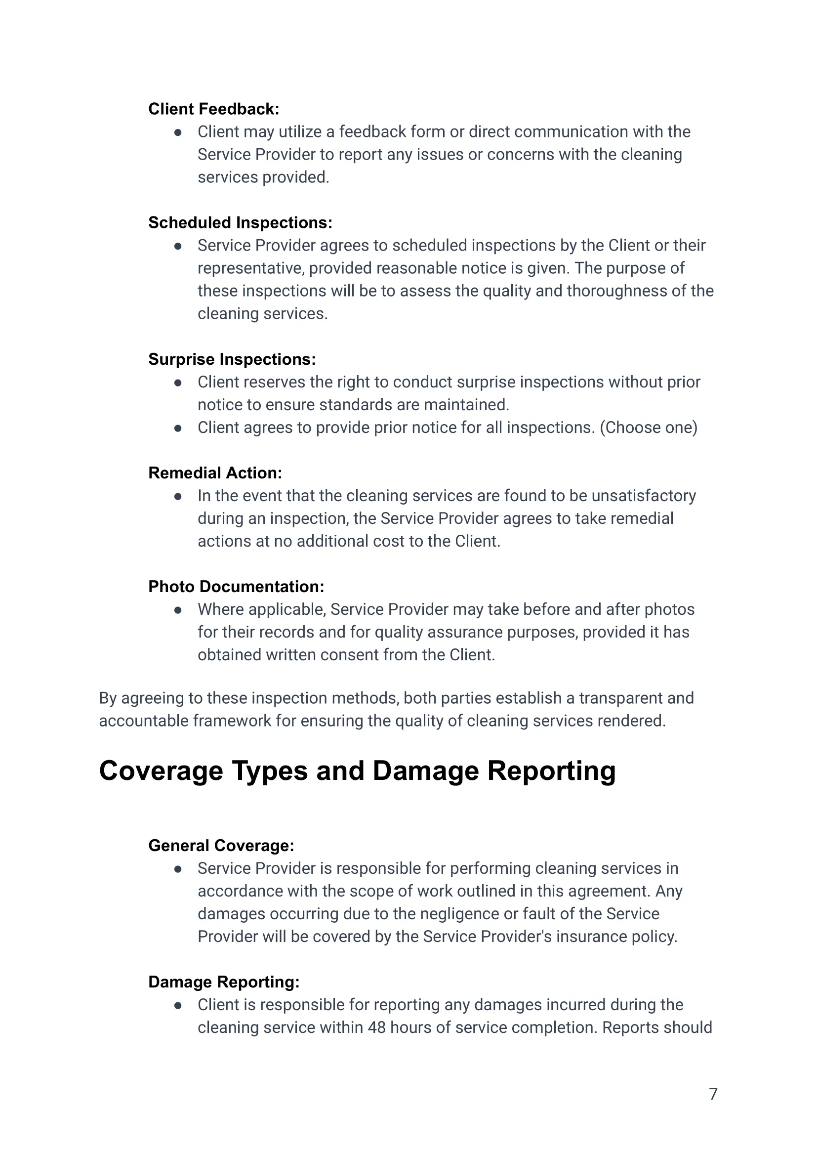 Cleaning Service Agreement For Residential Properties, Airbnb VRBO -07 Airbnb Cleaning Contract Agreement Template