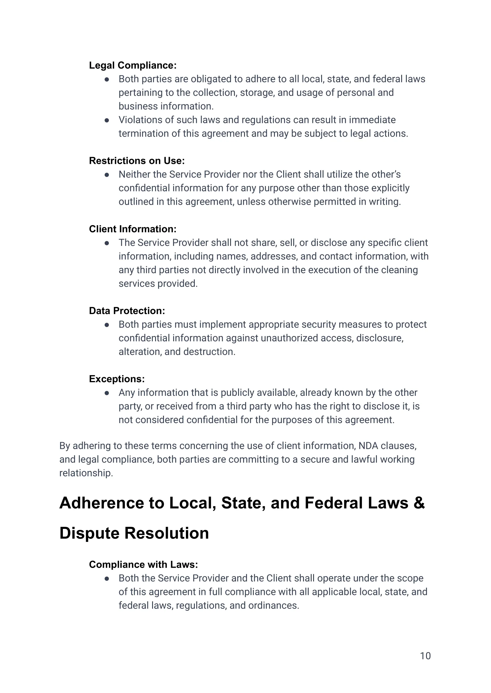 Cleaning Service Agreement For Residential Properties, Airbnb VRBO -10 Airbnb Cleaning Contract Agreement Template