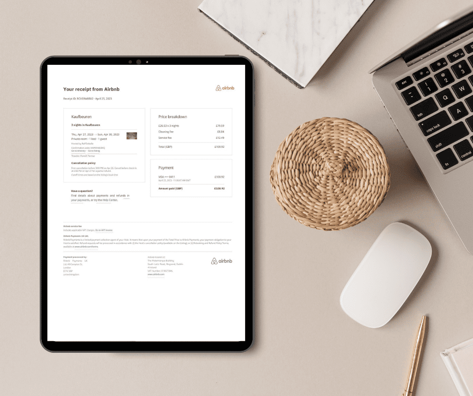 STR Product Images Airbnb Invoice Editable Download