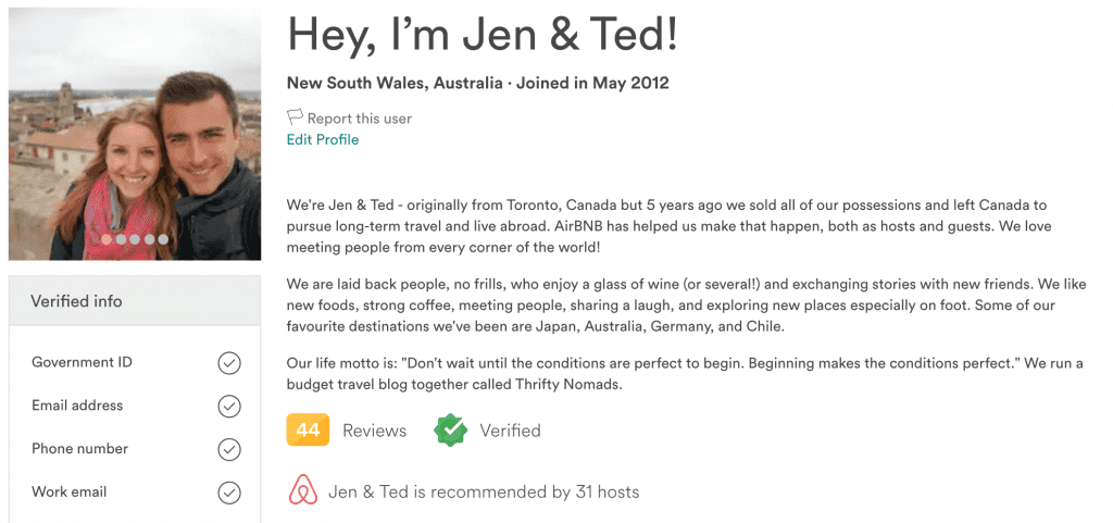 Airbnb Profile Example 5