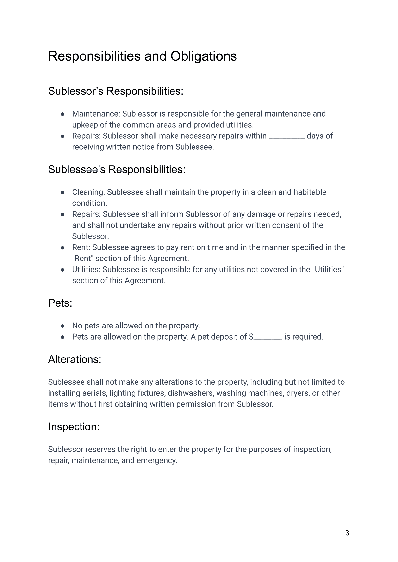 Sublease Agreement between Sublessor and Sublessee-03 Airbnb Sublease Agreement Template