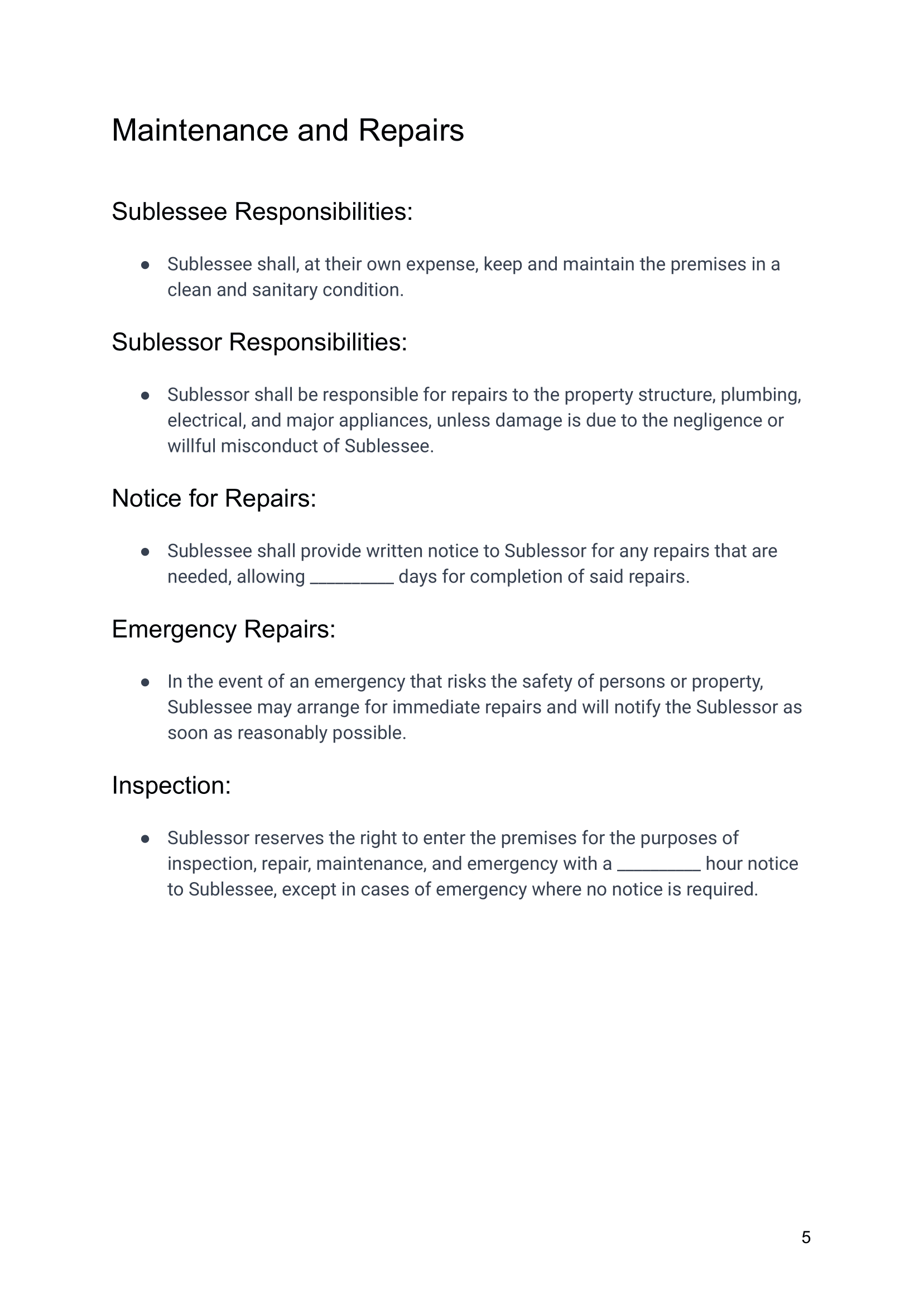 Sublease Agreement between Sublessor and Sublessee-05 Airbnb Sublease Agreement Template