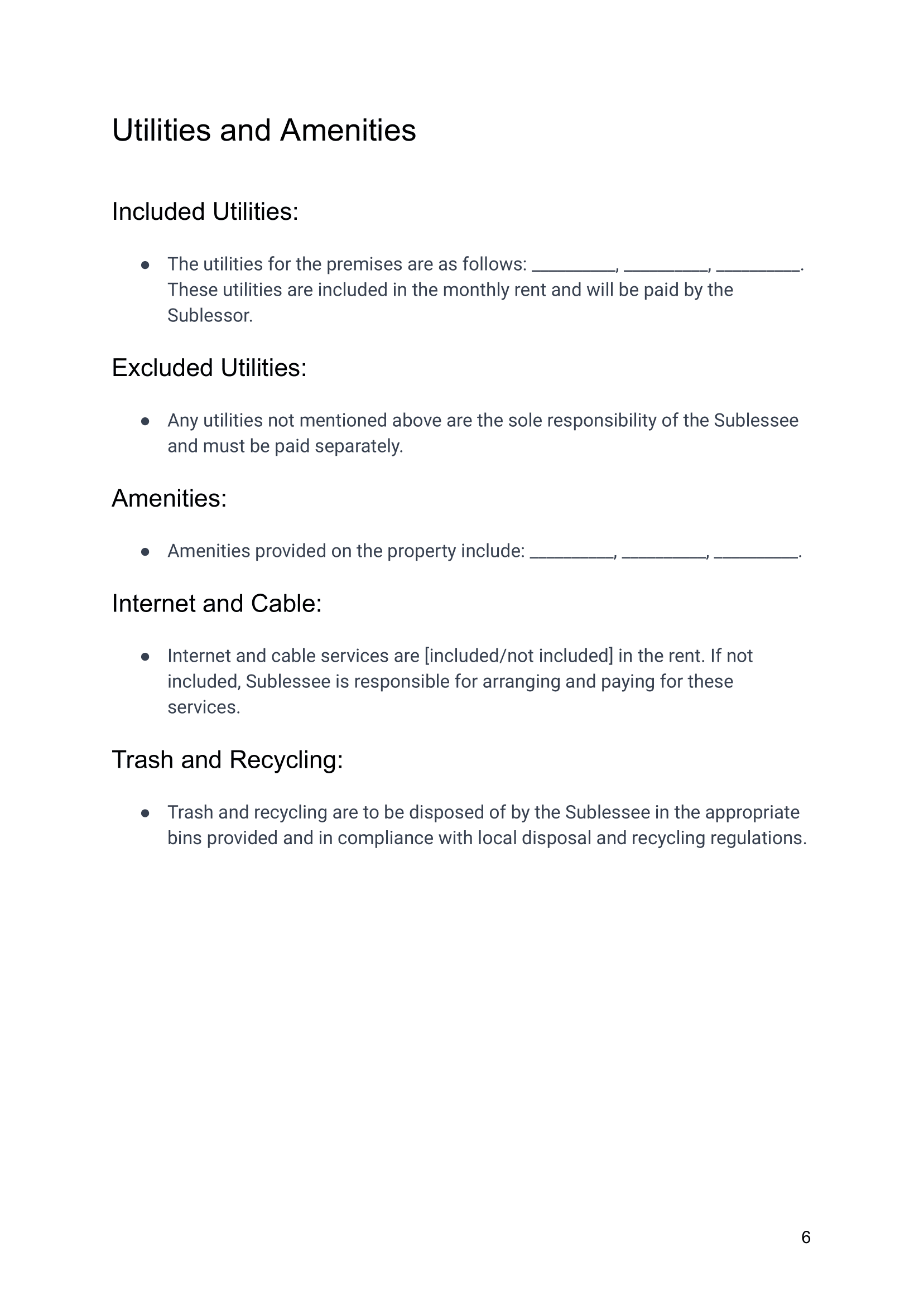 Sublease Agreement between Sublessor and Sublessee-06 Airbnb Sublease Agreement Template