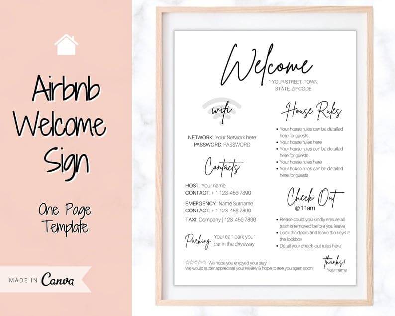 Airbnb Hosting A wood-framed Airbnb Welcome Sign Wifi Details House Rules Template. Airbnb Hosting A wood-framed Airbnb Welcome Sign Wifi Details House Rules Template.