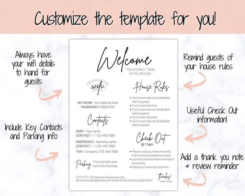 Airbnb Hosting A customizable Airbnb Welcome Sign Wifi Details House Rules Template perfect for Airbnb hosting. Airbnb Hosting A customizable Airbnb Welcome Sign Wifi Details House Rules Template perfect for Airbnb hosting.