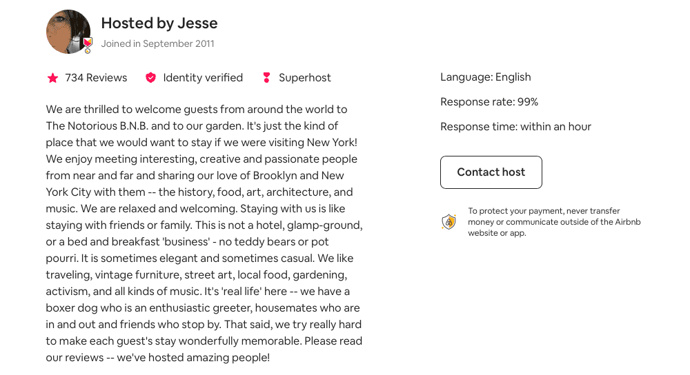 Airbnb Describe Yourself Example -12